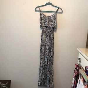 Tybee Island Navy/White Ruffle Long Boho Dress SM